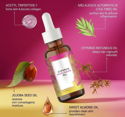 Cyperus Rotundus Root Extract Essential Oil for Smooth Skin & Hair Regrowth Reduction